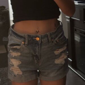 Aeropostale Distressed Blue Denim Shorts